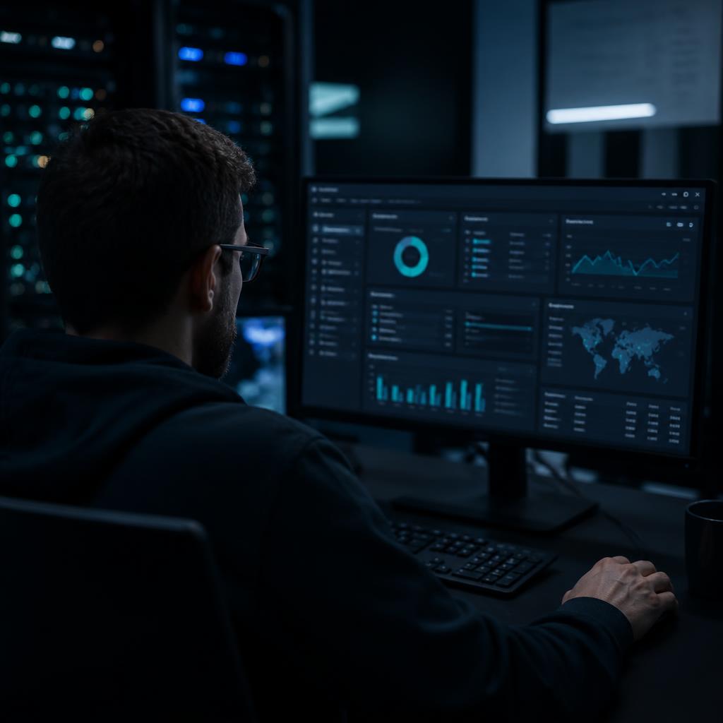 OSTECH engineer monitoring managed endpoints from a New York operations desk
